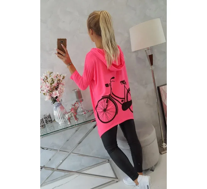 Mikina s potiskem kola růžová neonová Mikina s potiskem kola růžová neonová