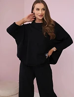 Bavlnená mikina nohavice set čierna