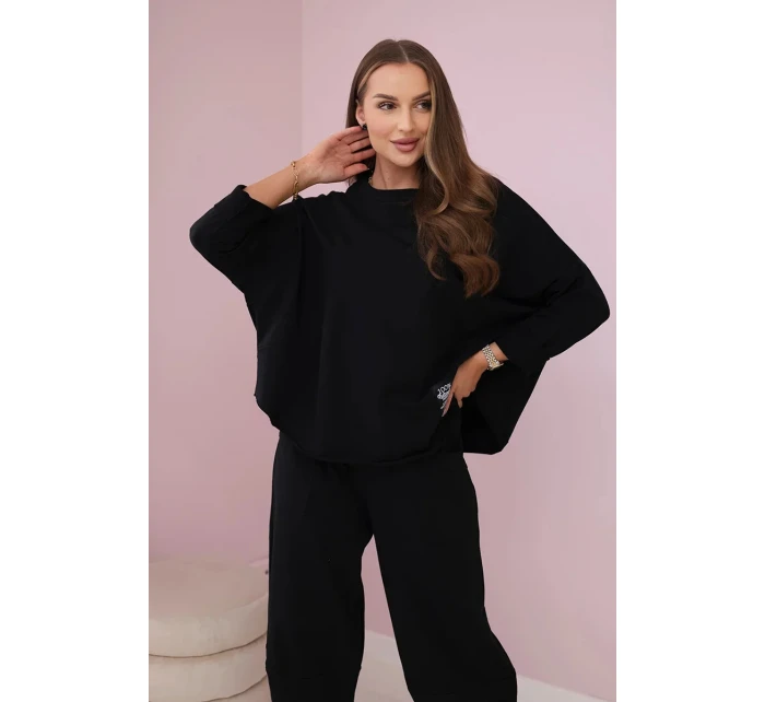 Bavlněná mikina kalhoty set černý