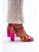 kožené sandály na vysokém podpatku fuchsie model 21666833 - Boto kožené sandály na vysokém podpatku fuchsie model 21666833 - Boto