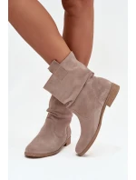 Kožené semišové dámské s řasením s  béžové model 21712955 - Zazoo