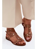 Dámské sandály Ploché Světle hnědé model 22140676 - S.Barski