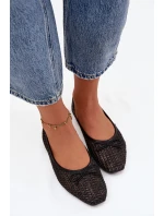 Dámske baleríny s úpletom a mašľou Belirra - čierne