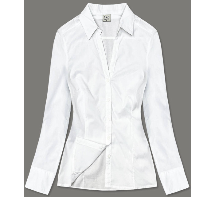 Klasická biela dámska bavlnená košeľa (0818-3#)