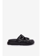 Kožené Dámské Sandály S Ozdobnými Přezkami Big Star model 21695275 Černé - Big Star Shoes Kožené Dámské Sandály S Ozdobnými Přezkami Big Star model 21695275 Černé - Big Star Shoes