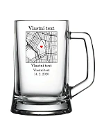 Personalizovaný pohár na pivo s mapou Personalizovaný pohár na pivo s mapou