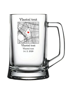Personalizovaný pohár na pivo s mapou