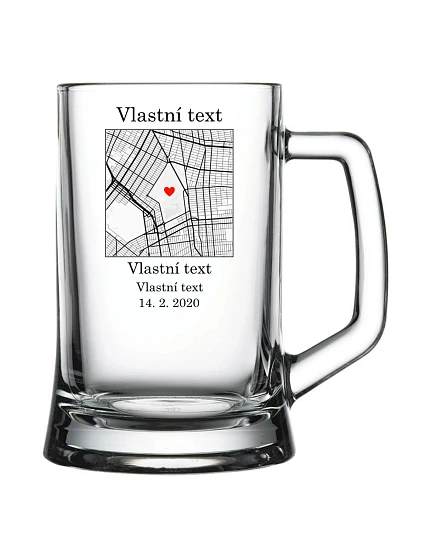 Personalizovaný pohár na pivo s mapou Personalizovaný pohár na pivo s mapou