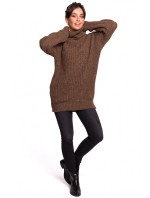 Dámsky sveter s vysokým výstrihom BK030 caramel - BeWear