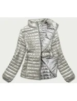 Lesklá béžová dámská prošívaná bunda model 16994025 - MINORITY Lesklá béžová dámská prošívaná bunda model 16994025 - MINORITY