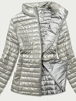 Lesklá béžová dámska prešívaná bunda (N-6107-63)