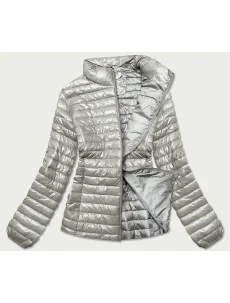 Lesklá béžová dámska prešívaná bunda (N-6107-63)