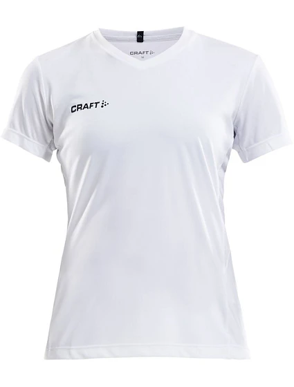 Craft Teamwear Squad Go Jersey Solid W Dámske športové tričko s výstrihom do V 82.5566 biele Craft Teamwear Squad Go Jersey Solid W Dámske športové tričko s výstrihom do V 82.5566 biele