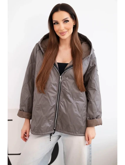 Dámska jarná prešívaná bunda s kapucňou a zipsom Fango