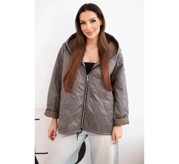 Dámska jarná prešívaná bunda s kapucňou a zipsom Fango