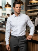 Pánska biela košeľa FashionStreet DX2438 Pánska biela košeľa FashionStreet DX2438