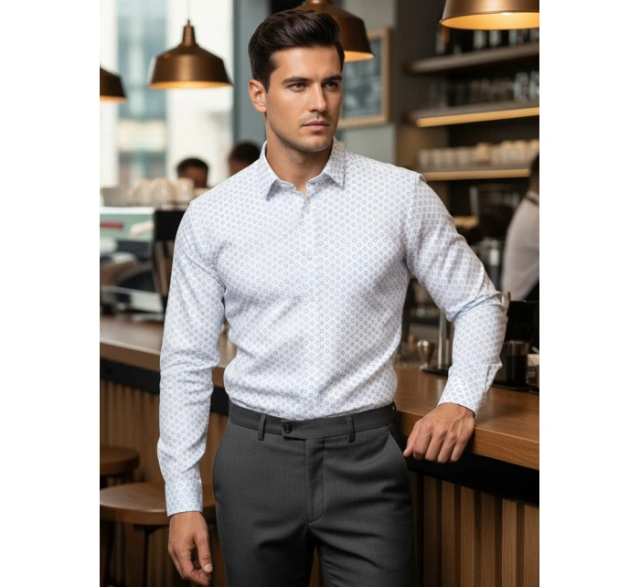 Pánska biela košeľa FashionStreet DX2438 Pánska biela košeľa FashionStreet DX2438