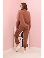 Komplet mikina + kalhoty model 21234215 hnědá - K-Fashion Komplet mikina + kalhoty model 21234215 hnědá - K-Fashion