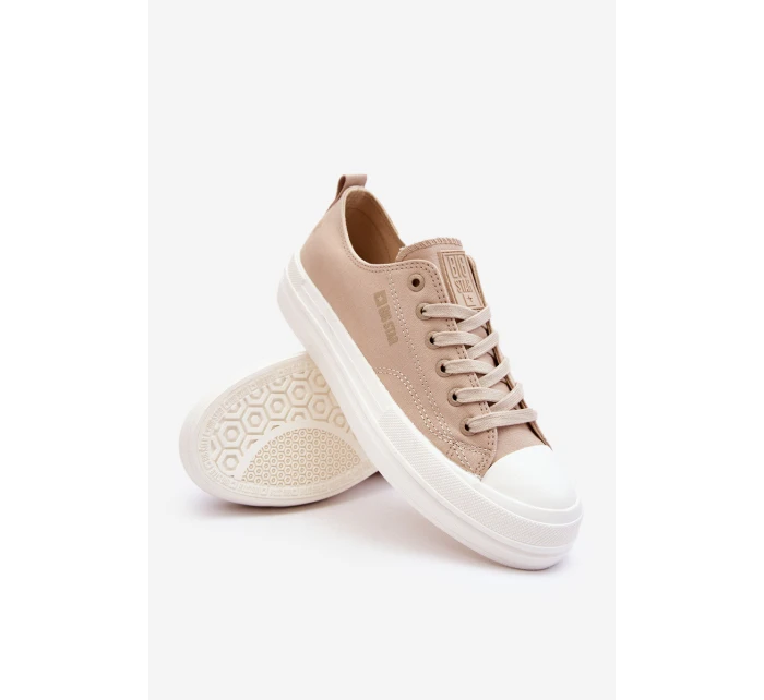 Niskie Sznurowane Tenisówki Big Star LL274969 Beżowe