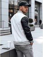 Pánská kožená baseballová bunda v barvě ecru Dstreet model 21978801 - FashionStreet