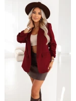 model 21796738 Dámské klasické sako s nabíranými rukávy vínové - numoco basic model 21796738 Dámské klasické sako s nabíranými rukávy vínové - numoco basic