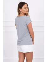 Blúzka s potlačou pier šedá Blúzka s potlačou pier šedá