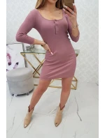 Šaty s gombíkovým výstrihom tmavo ružové Šaty s gombíkovým výstrihom tmavo ružové