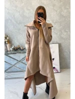 Zateplené šaty s delšími boky tmavě béžové Zateplené šaty s delšími boky tmavě béžové