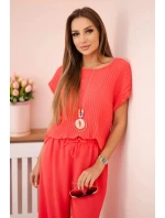 Viskózový set plisovaná blúzka + nohavice malinová