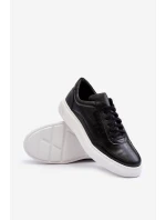 Męskie Buty Sportowe Skórzane Zazoo 1544 Czarne