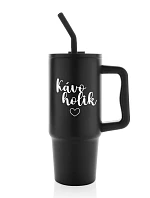 KÁVOHOLIK - čierny cestovný termohrnček 900 ml