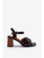 Sandały Damskie Na Słupku Czarne Opifiana Sandały Damskie Na Słupku Czarne Opifiana