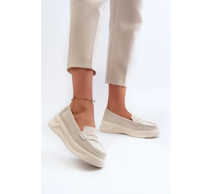 Dámské Semišové Mokasíny Světle Béžové model 21662058 - EVENTO