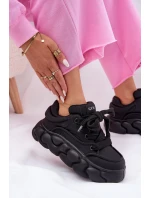 Dámské Kožené Tenisky Na Masivní Platformě model 21692679 Černé - Goe