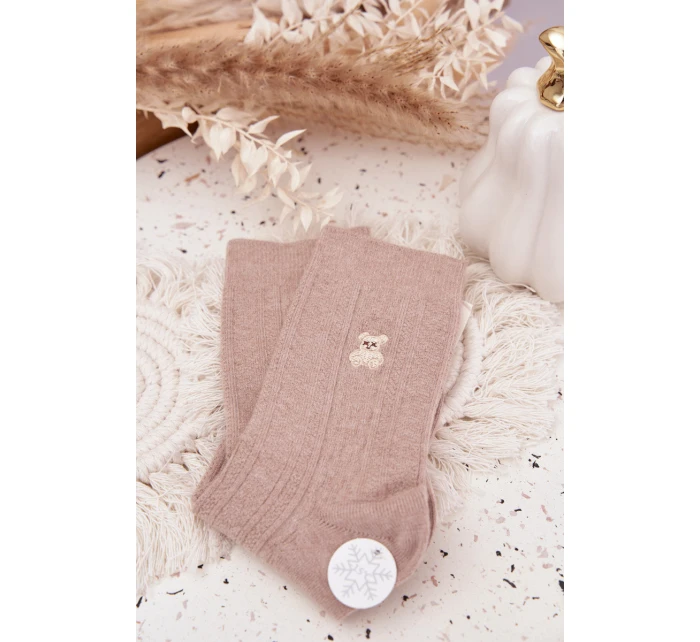 Teplé dámské ponožky s vlnou Medvídek Béžové