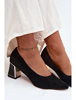 Lodičky z přírodního semiše na podpatku Vinceza 66921 Černé