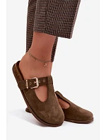 Dámské pantofle z imitace semiše tmavě zelené model 22125698 - Boto