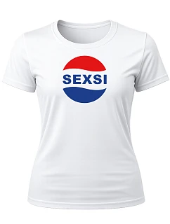 Dámské bavlněné tričko s potiskem - SEXSI - bílé