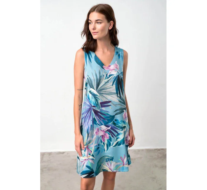 Dámske modré šaty Bahia 18527 s kvetmi - Vamp Dámske modré šaty Bahia 18527 s kvetmi - Vamp