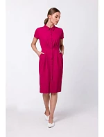 Košeľové šaty s opaskom S335 bordová -Stylove