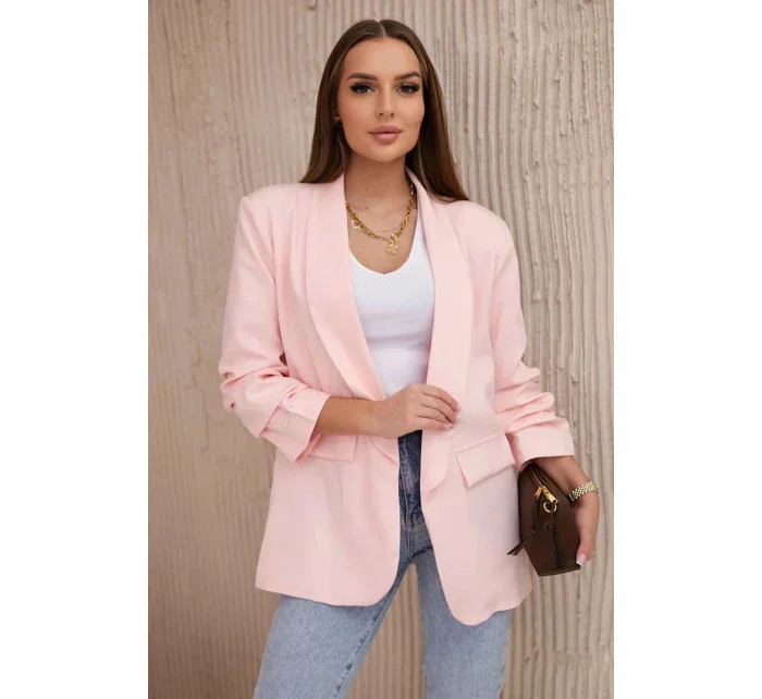 Sako s klopami elegantní pudrově model 20648440 - Kesi Sako s klopami elegantní pudrově model 20648440 - Kesi