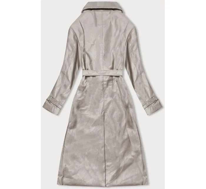 Béžový dvojradový klasický dámsky kabát z ekologickej kože AnnGissy (AG6-30) Béžový dvojradový klasický dámsky kabát z ekologickej kože AnnGissy (AG6-30)