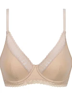 Dámska čipkovaná podprsenka s kosticami DIM DAILY MICRO FOULARD BRA - DIM - nude