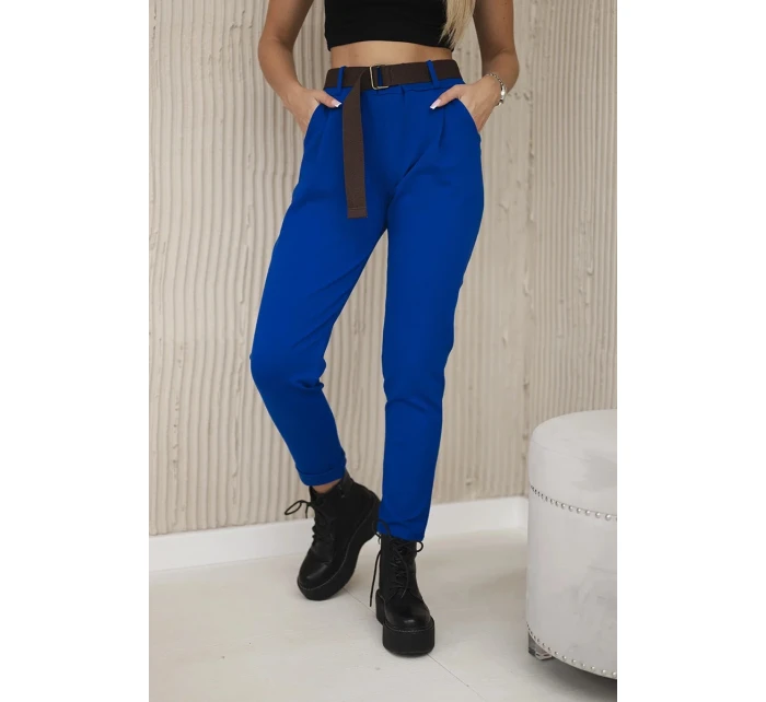 Kalhoty Punto Milano Winter s páskem chrpově modrá