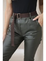 Voskované nohavice s khaki opaskom