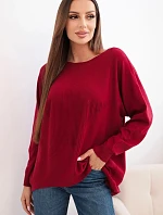 Dámsky sveter s dlhším chrbtom a vyrazenou hviezdou vo vínovej farbe