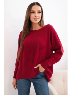 Dámský svetr s delším zadním dílem a  bordó model 21731264 - K-Fashion