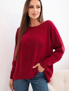 Dámsky sveter s dlhším chrbtom a vyrazenou hviezdou vo vínovej farbe