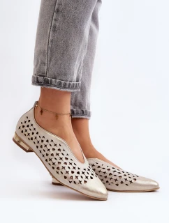 balerínky z přírodní kůže Zlaté model 21646359 - Zazoo