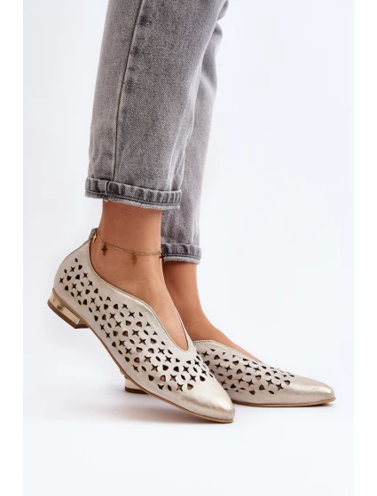 balerínky z přírodní kůže Zlaté model 21646359 - Zazoo